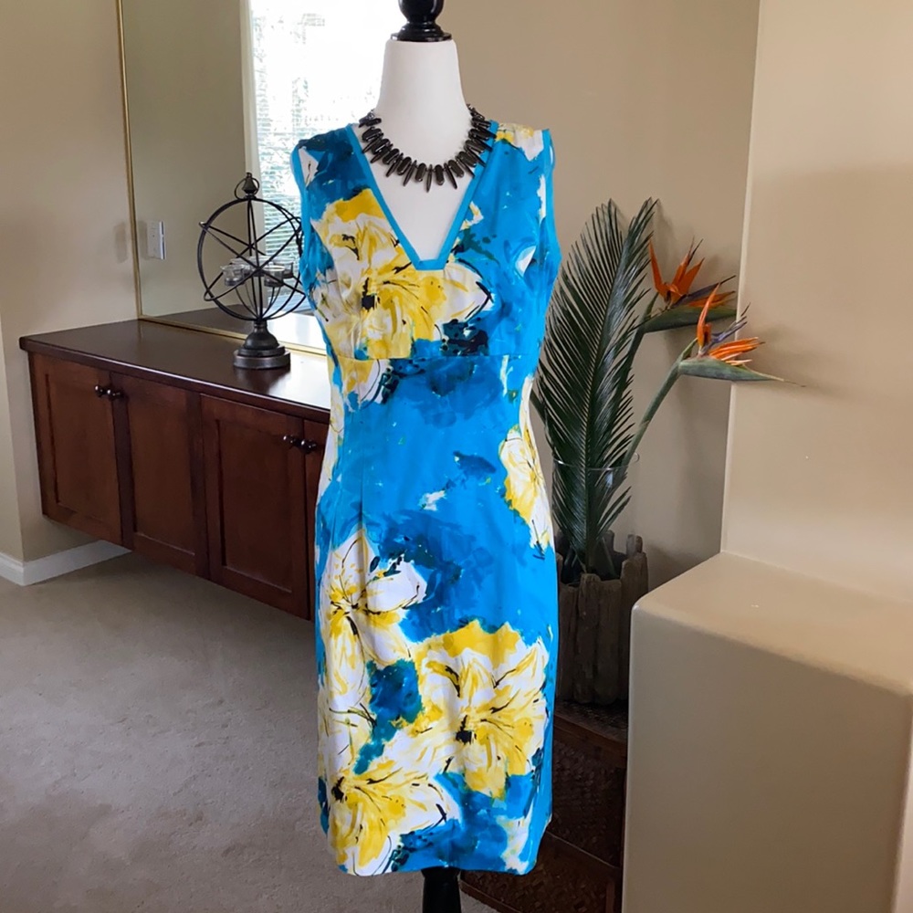 Anne Klein Azure Blue Floral Dress